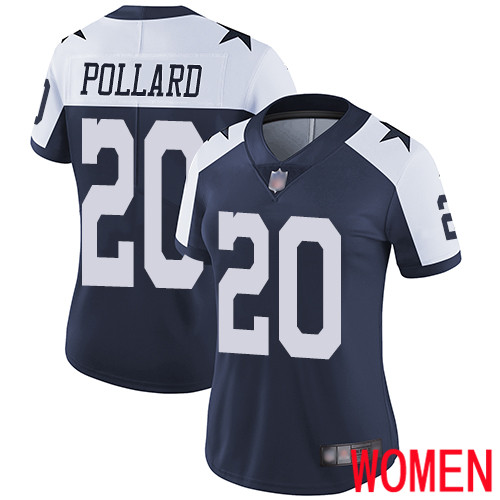 Women Dallas Cowboys Limited Navy Blue Tony Pollard Alternate 20 Vapor Untouchable Throwback NFL Jersey